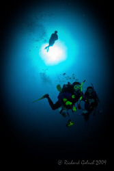 Divers descending-Roatan 2009 by Richard Goluch 